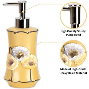 Set Moderno di 4 Accessori Bagno Poppy Fields Giallo con Dispenser Sapone Liquido, Bicchiere, Porta Spazzolino e Portasapone - Product Image 2