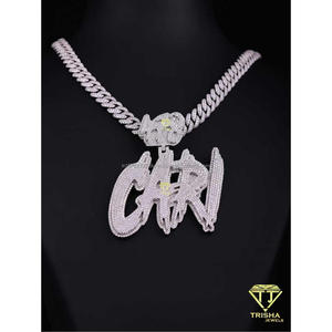 <b>Custom</b> Iced Graffiti <b>Name</b> Pendant Moissanite 925 Sterling Silver GIA Certified Hip Hop <b>Necklace</b> Personalized Luxury Jewelry Gift - Product Image 4