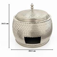 Plat de service rond de luxe arabe en métal martelé, chauffe-soupe Handi avec base découpée, pour buffet du Ramadan, unité individuelle