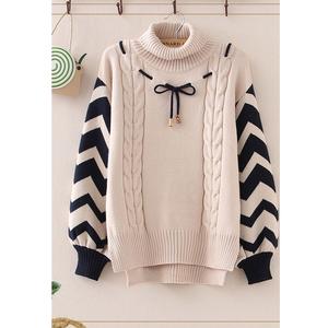 Suéter de cuello alto europeo para mujer, estilo holgado, de mezcla de lana gruesa, tejido, para otoño/invierno, proveedor de BD - Product Image 2