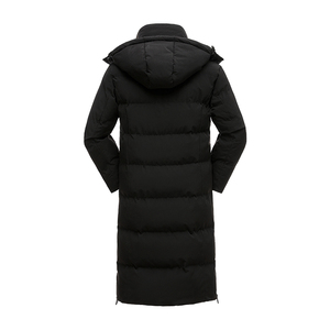 Chaqueta Larga Acolchada con Capucha para Hombre, Abrigo de Invierno Cortavientos, Cuello Alto, Cierre de Cremallera, Color Sólido Informal, Relleno Grueso de Poliéster - Product Image 5