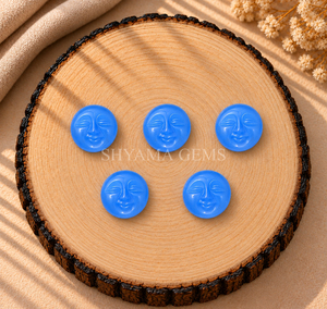 <b>Blue</b> Chalcedony Full Moon Face 15mm Gemstone Carving Pendant for Jewelry Making <b>Crystal</b> Healing Reiki Energy Wholesale - Product Image 2