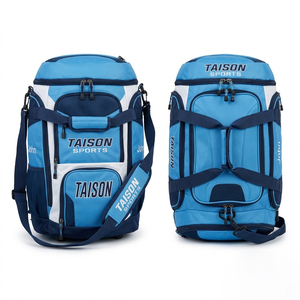 Premium TAISON SPORTS 600D PU 420 GSM Ice Hockey <b>Bag</b> Blue <b>Navy</b> White Multi Pocket Panel Design Custom Logo Travel Sports Gear - Product Image 1