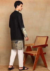 Kurta de Algodón Premium para Hombre, Sin Arrugas, para Todas las Temporadas, con Diseño de Tejido Daman |   Ropa Étnica Tradicional - Product Image 3