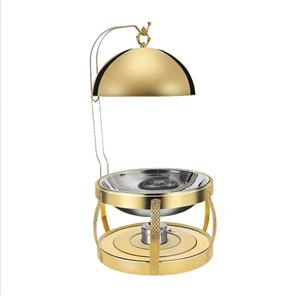 Plat de service de luxe doré en acier inoxydable antiadhésif, style arabe, chauffe-plats de buffet, compatible four, diamètre 33 cm, pour hôtel - Product Image 5