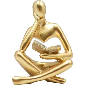 รูปปั้นผู้หญิงอ่านหนังสือสีทองสไตล์โมเดิร์น งานศิลปะนามธรรม ของตกแต่งบ้าน รูปปั้นนักคิด ของประดับตกแต่งบ้าน รูปปั้นนักคิดสมัยใหม่ ขนาดใหญ่ - Product Image 1