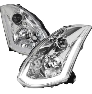 Lampu depan LED Bar proyektor lampu depan terlaris dengan sinyal belok berurutan untuk 2003-2007 Infiniti G35 Coupe DRL (krom/bening