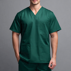 Hot Selling Knitted Medical <b>Scrub</b> <b>Top</b> Stretch Short Sleeve Breathable Comfortable Unisex High Quality - Product Image 4