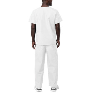 Tenues médicales unisexe à col en V avec poches, vente en gros, ensembles de blouses d'infirmière à manches courtes en Spandex/Polyester avec détection d'aiguilles pour hommes - Product Image 2