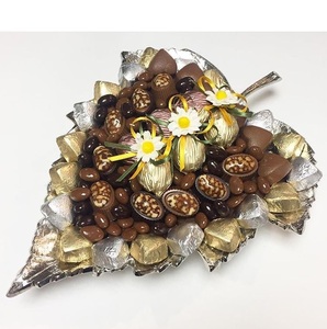 Fancy Metal Round Serving Platter with Gold Palm Tree Stand Tableware <b>Chocolate</b> Tray for <b>Wedding</b> Party Dessert Dates Platter - Product Image 3