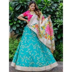 Bridesmaid Lehenga Choli in Blue <b>Sequins</b> Art Silk for Sangeet - Product Image 6