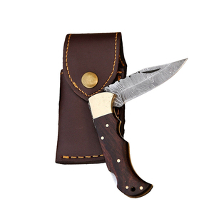 Couteau de poche en acier Damas forgé à la main, lame pliante utilitaire, compact, pour le camping, la randonnée, les voyages, l'usage quotidien - Product Image 4