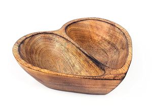 Plat de service double en bois artisanal, décoratif, avec compartiments, pour la cuisine, la table à manger et la décoration intérieure - Product Image 1