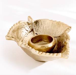 Portavelas de Lujo con Hojas Doradas, Ecológico, Sin Plomo, Duradero, Hecho a Mano, de Latón, Decoración para el Hogar, Navidad - Product Image 2