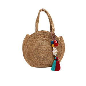 Bolso de mano redondo de yute de fibra natural, ecológico, para compras, para mujer - Product Image 1