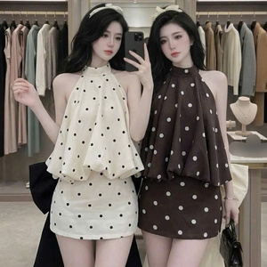 Ensemble deux pièces décontracté d'été en coton écologique lavable pour femme – Confortable, sans col, coupe longue et ajustée, tendance - Product Image 2