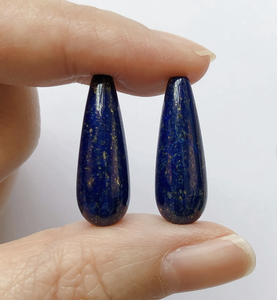 ลาพิส ลาซูลี รูปทรงหยดน้ำ เจาะด้านบน แบบคาโบชอง พลอยหลวม สีน้ำเงินธรรมชาติ ราคาส่งจากโรงงาน สำหรับทำเครื่องประดับเงินและทอง - Product Image 4