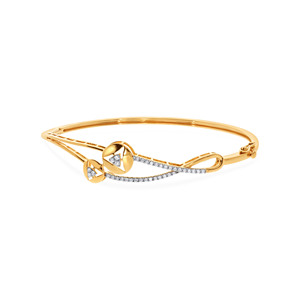 Elegant Dual Triangle Diamond Gold <b>Bangle</b> <b>Bracelet</b> for Women - Product Image 2