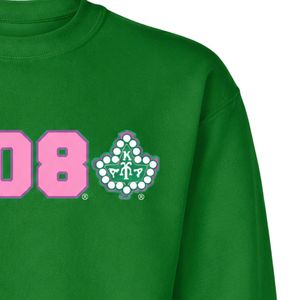Alpha AKA Forest <b>Green</b> 1908 Ivy Crewneck Sweatshirt Pink Graphic Fleece Unisex Greek Sorority Apparel OEM ODM - Product Image 3