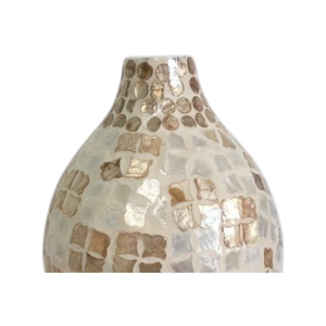 Luxury Minimalist Geometric Mother of Pearl Mosaic Vase Tabletop Decorative Flower Pot - Product Image 2