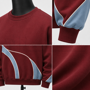 Sweat-shirt à col rond color block pour homme, personnalisé, décontracté, coupe oversize, style streetwear, en molleton, vente en gros - Product Image 6