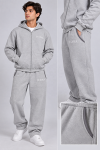 Conjunto Deportivo de Dos Piezas para Hombre, Sudadera con Capucha y Cremallera, Pantalones Deportivos de Felpa, Estilo Urbano Holgado, Logotipo Bordado, Ropa Deportiva Informal - Product Image 5