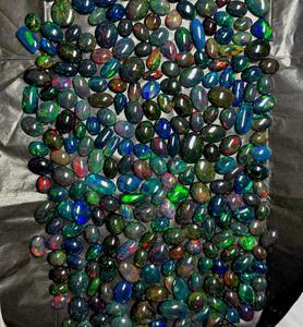 Opales noires éthiopiennes naturelles, cabochons, pierres précieuses, coupes variées, opales en vrac, lot de couleurs changeantes pour la fabrication de bijoux - Product Image 5