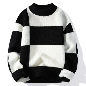 Pull en tricot à carreaux pour homme, manches régulières, style automne, 100% acrylique, manches longues - Product Image 3