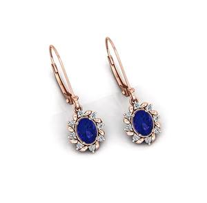 <b>Blue</b> <b>Sapphire</b> Dangle <b>Earrings</b> 925 Sterling Silver 14K Rose Gold Lever Back Gold Plated Party Women Fine Jewelry - Product Image 4