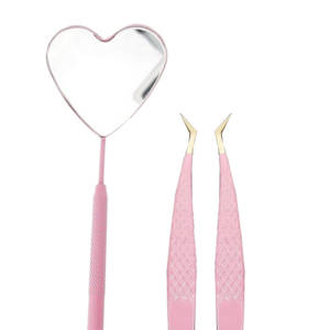 Juego de Pinzas y Espejo para Pestañas de 3 Piezas Premium, Logotipo y Color Personalizados, Puntas Puntiagudas de Acero Inoxidable, Herramientas de Belleza Duraderas - Product Image 1