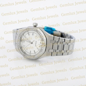 Haute Qualité D VVS Moissanite Diamant Date Automatique Cadran Blanc En Acier Inoxydable Diamant Montre Pour Hommes - Product Image 3