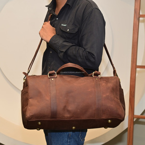 Sac polochon en cuir véritable pleine fleur Vintage de haute qualité en cuir de vachette personnalisé grande capacité sacs de voyage de nuit - Product Image 2