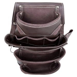 Brown <b>Leather</b> <b>Tool</b> Belt With Multiple Pockets And Adjustable Strap For Workshop Equipment Storage - Product Image 1