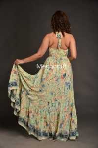 Breathable & Comfortable Summer Silk Maxi <b>Dress</b> Halter Neck Floral Printed Smocked Beach Wear <b>Dress</b> At Wholesale Rate - Product Image 6