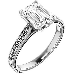 <b>Emerald</b> Cut Moissanite Luxury <b>Ring</b> 925 Sterling <b>Silver</b> White Gold Plated Engagement Wedding Party Bridal Solitaire Promise <b>Ring</b> - Product Image 4