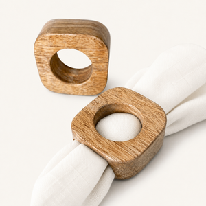 Lot d'anneaux de serviette carrés faits à la main en bois de manguier massif pour hôtels de luxe, restaurants et tables de mariage - Product Image 3