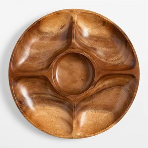 Juego de vajilla de madera, platos redondos, estilo chino tradicional, duradero, apto para lavavajillas, juego para 4 personas, platos redondos de madera - Product Image 4