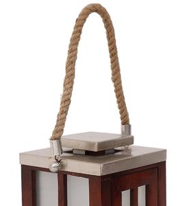 Farol Decorativo de Madera y Metal para Exteriores con Acabado Niquelado Brillante, Estilo Moderno, Hecho a Mano - Product Image 2