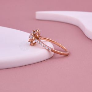 Anillo de Compromiso con Halo de Diamantes Cultivados en Laboratorio, 1.0 Quilates, Oro Sólido de 10K, 14K, 18K, Anillos de Boda y Aniversario, Proveedor de Fábrica India - Product Image 3