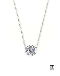 Pendentif élégant en forme de fleur serti de diamants, collier en or 14K/18K avec diamants de laboratoire/naturels, fournisseur de bijoux en gros - Product Image 2