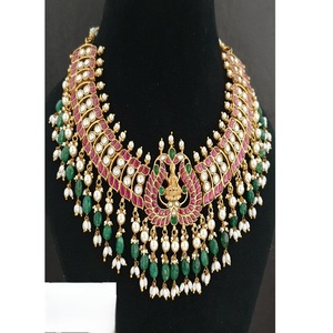 Magnifique ensemble de collier classique Jadau en laiton plaqué or de qualité supérieure pour les femmes, idéal pour les mariages et les fêtes - Product Image 2