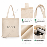 Sac fourre-tout réutilisable en toile de coton recyclé pour femme, directement de l'usine, avec poignées en corde, fermeture éclair et logo personnalisé imprimé en sérigraphie