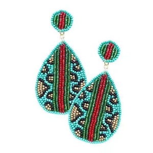 Pendientes de Aro Boho Hechos a Mano con Borlas Largas y Cuentas de Arroz, Coloridos y de Moda, para Mujer - Product Image 1