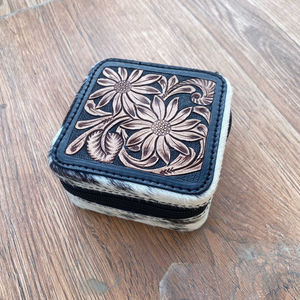 Nueva caja de joyería de viaje pequeña de cuero mecanizada a mano personalizada para mujer, caja de almacenamiento para anillo de joyería de piel de vaca, pendiente, collar - Product Image 3