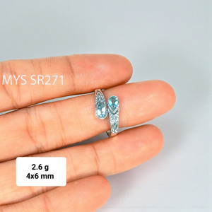 Anillos de Plata de Ley 925 con Topacio Azul Natural Facetado, Precio al por Mayor, Diseño Único, Anillos Vintage, Fabricante de Anillos al por Mayor - Product Image 2