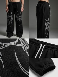 Pantalon de jogging pour homme personnalisé, surdimensionné, imprimé, imperméable, en polaire polyester, avec plis à l'avant, fermeture à cordon, coupe ample, 4 saisons - Product Image 3