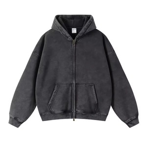 Sweat à capuche surdimensionné en molleton 100 % coton, personnalisé, délavé à l'acide, avec motif imprimé en relief - Product Image 5