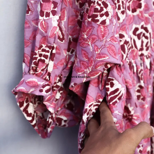 Beautiful floral Cotton Block Printed dress Dress For Casual wear Hand Block Printed Dress - Product Image 5