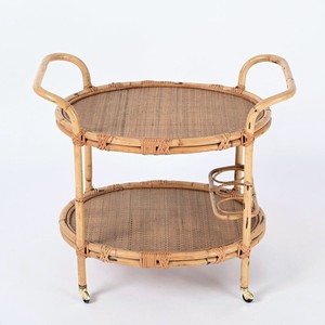 Hotel decoration best-pick rattan beverage cart food service trolley mobile utility serving trolleys - Product Image 1