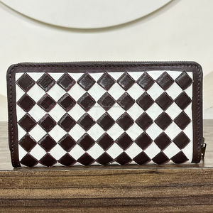 Designer <b>Ladies</b> Hand Tooled Genuine Cowhide Leather Clutch Checkered Pattern Zipper <b>Wallet</b> Multi Card Holder Premium Product - Product Image 4